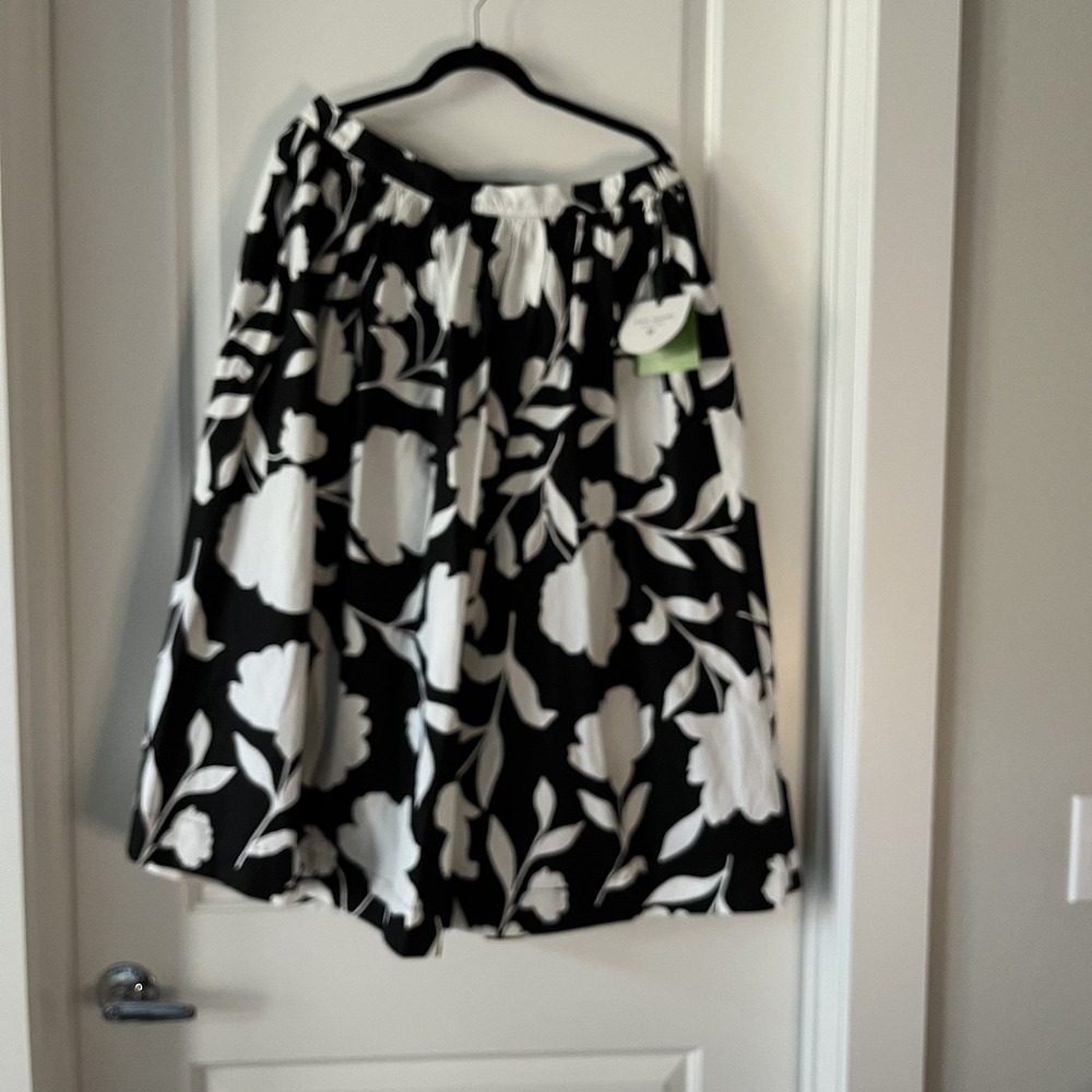 Kate Spade Skirt‎ Womens Large Black White Floral Midi Target Collab New Lined